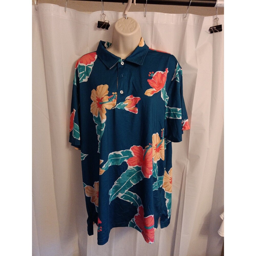 Chubbies Men's XLarge The Floral Reef Performance Polo Shirt Golf Beach